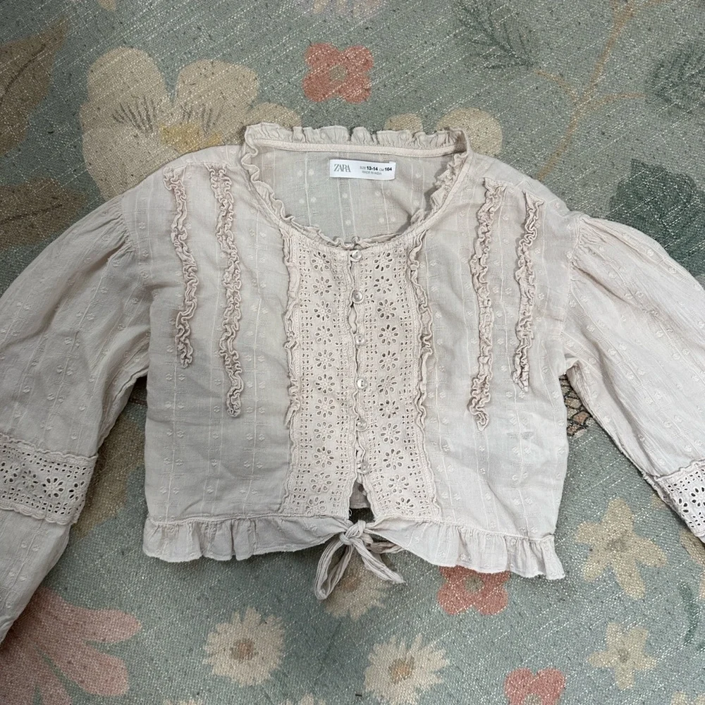 Zara Beige Lace Top kids size 13/14 - Picture 4 of 5